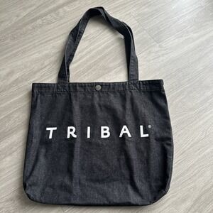 Tribal Black Denim Large Tote